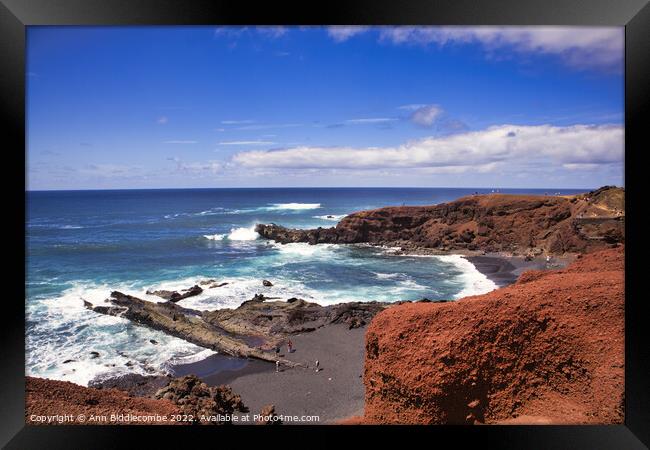 Seascape from El Golfo in Lanzarote Framed Print by Ann Biddlecombe