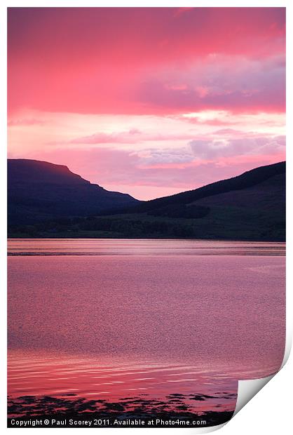 Sunset over Mull Print by Paul Scorey