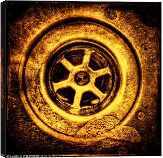 The golden drain in a kitchen sink Canvas Print by Ingo Menhard