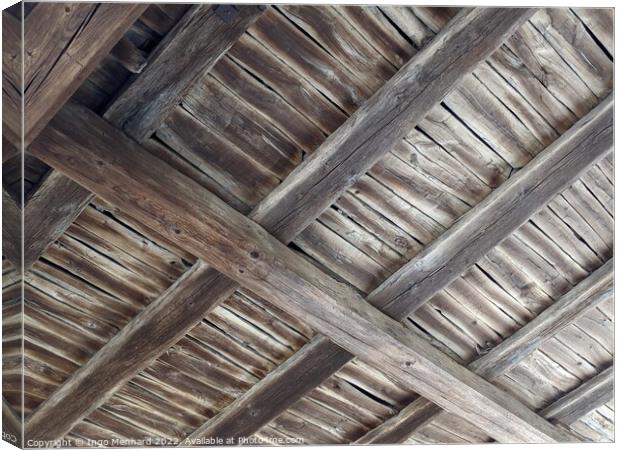 Old wooden barn ceiling Canvas Print by Ingo Menhard