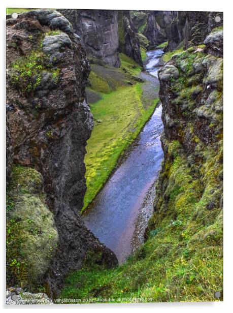 A large Canyon over a rocky cliff. Acrylic by Hörður Vilhjálmsson