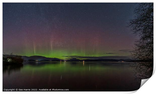 Aurora at Loch Lomond Print by Geo Harris