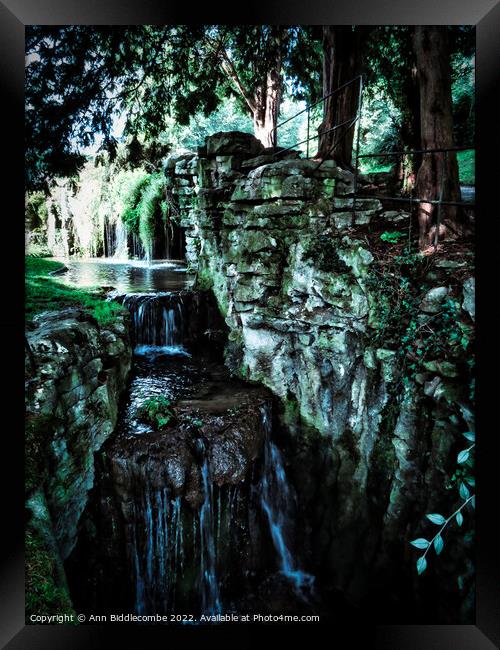 Flowing waterfall Framed Print by Ann Biddlecombe