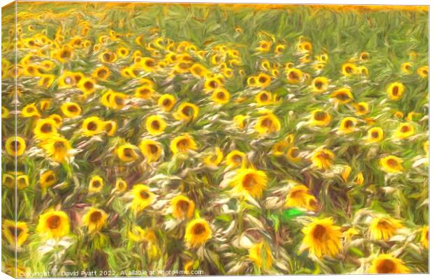Sunflower Summer Breeze Art Canvas Print by David Pyatt