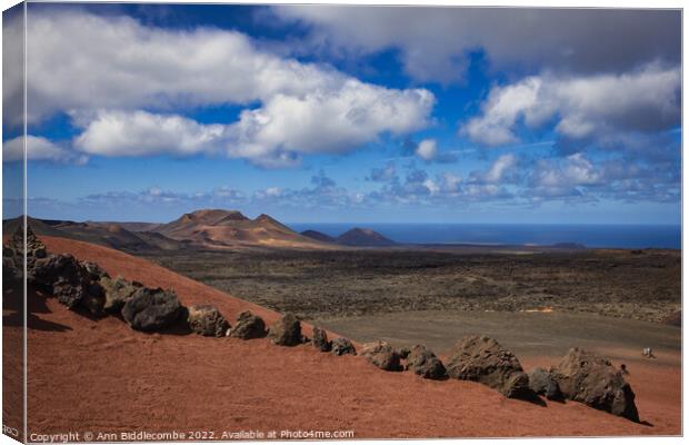 View from Timanfaya national park Canvas Print by Ann Biddlecombe