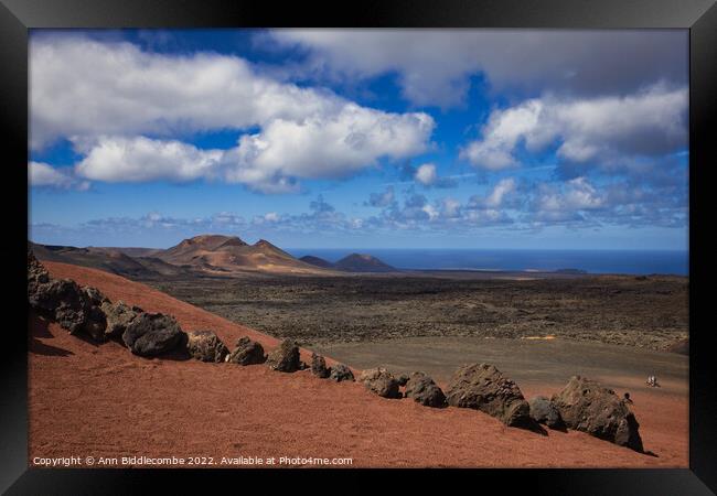 View from Timanfaya national park Framed Print by Ann Biddlecombe