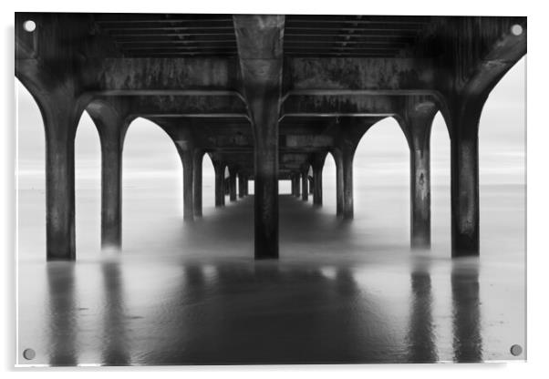 Under the pier at Boscombe Beach Acrylic by Anthony Hart