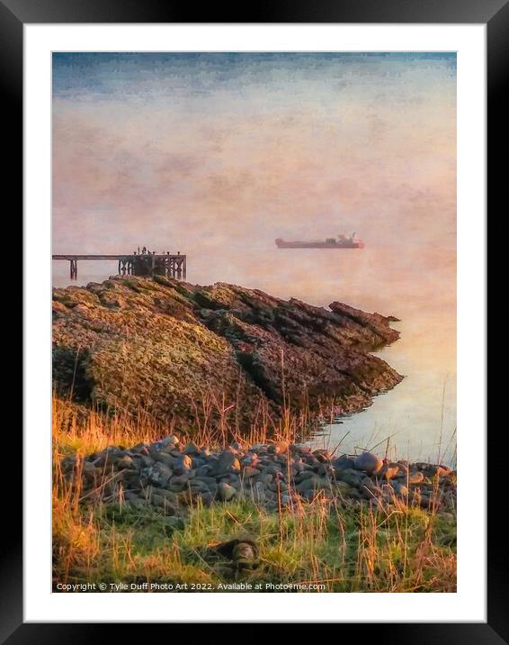 Ship In The Mist At Portencross Framed Mounted Print by Tylie Duff Photo Art
