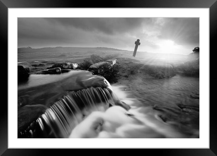 Windy Post Black and White Framed Mounted Print by David Neighbour