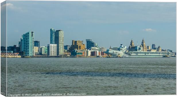 HMS Queen Elizabeth berthed at Liverpool Waterfront  Canvas Print by Phil Longfoot