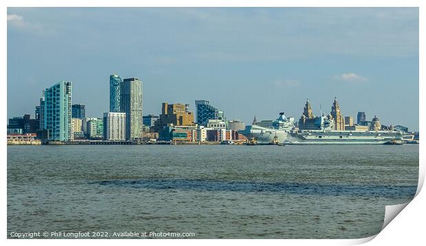 HMS Queen Elizabeth berthed at Liverpool Waterfront  Print by Phil Longfoot
