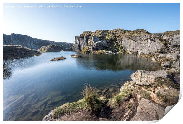Pure blue sky over Foggintor Quarry Print by Kevin White