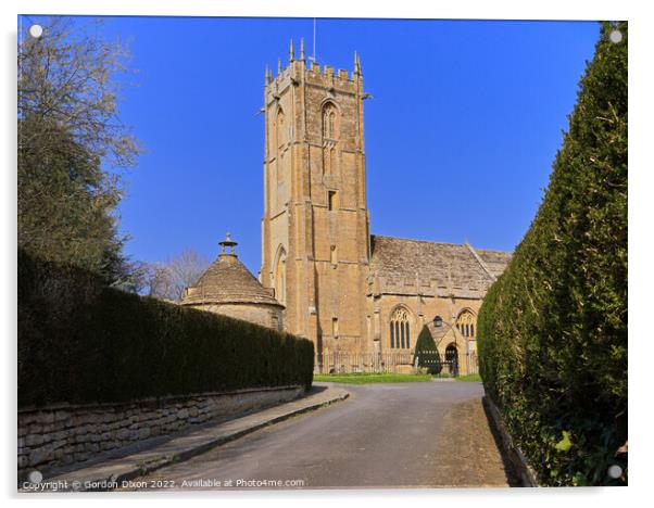 Parish church in a Somerset village Acrylic by Gordon Dixon