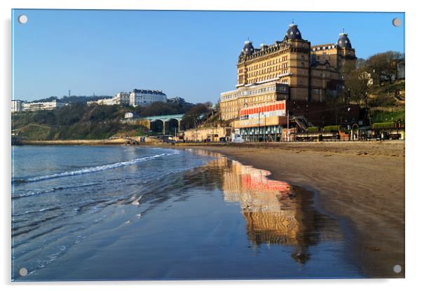 Scarborough Beach and Grand Hotel, North Yorkshire Acrylic by Darren Galpin