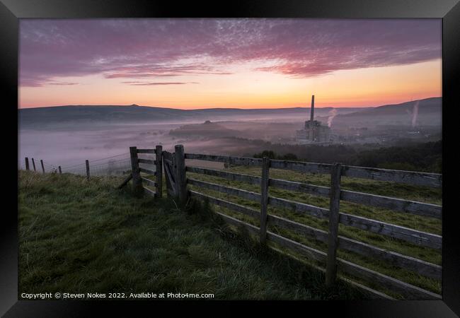 Enchanting Misty Sunrise in Hope Valley Framed Print by Steven Nokes