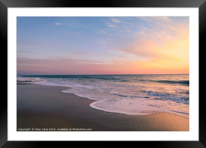 Beautiful colorful sunset at the beach Framed Mounted Print by Stan Lihai