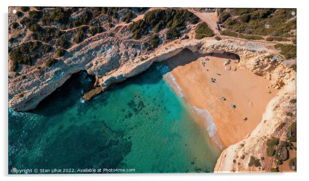 Atlantic beache and cliffs of Algarve Acrylic by Stan Lihai