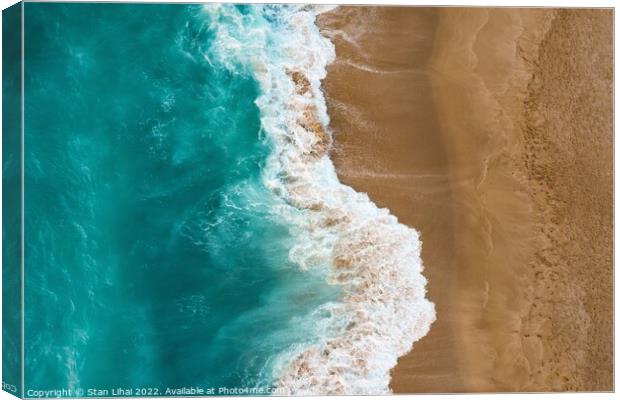 Top view of sand meeting seawater Canvas Print by Stan Lihai