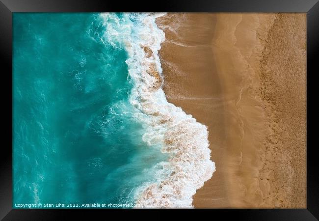 Top view of sand meeting seawater Framed Print by Stan Lihai