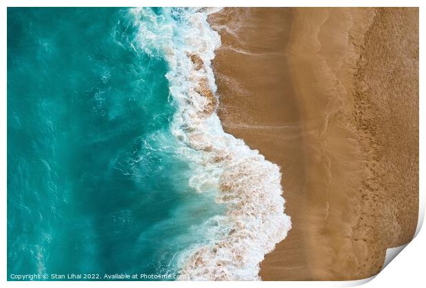 Top view of sand meeting seawater Print by Stan Lihai