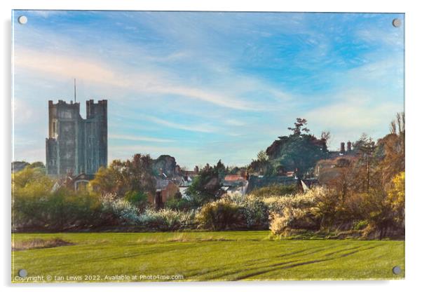 Orford Village and Castle Keep Acrylic by Ian Lewis
