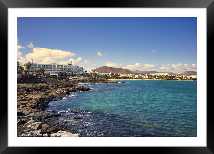 Costa Teguise Promenade  Framed Mounted Print by Ann Biddlecombe
