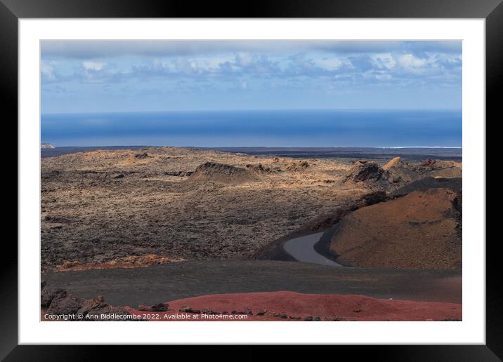 View to the sea over the volcanos Framed Mounted Print by Ann Biddlecombe