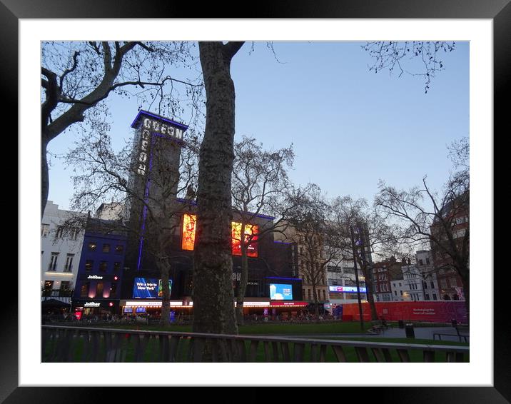 Twilight in Leicester Square Framed Mounted Print by John Bridge