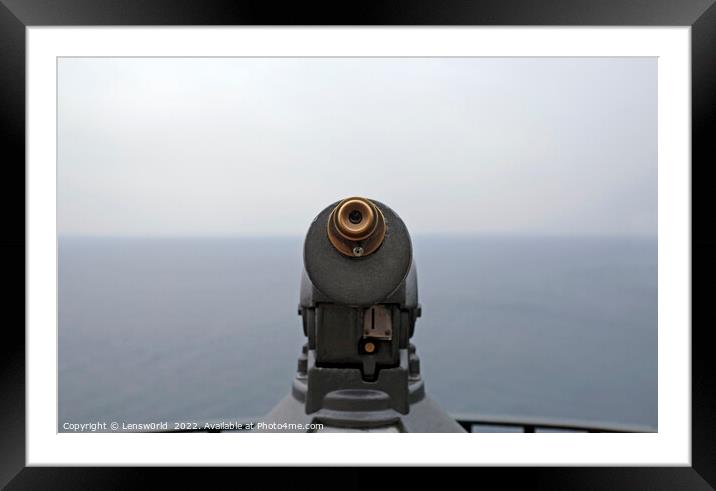 Telescope overlooking the sea Framed Mounted Print by Lensw0rld 