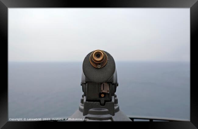 Telescope overlooking the sea Framed Print by Lensw0rld 