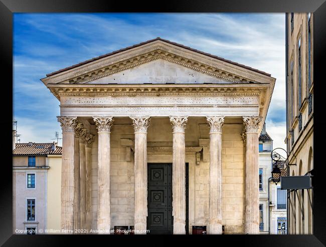 Street Shops Maison Caree Ancient Roman Temple Nimes Gard France Framed Print by William Perry
