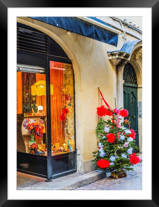 Jewelry Store Shop Christmas Decorations Street Nimes Gard Franc Framed Mounted Print by William Perry