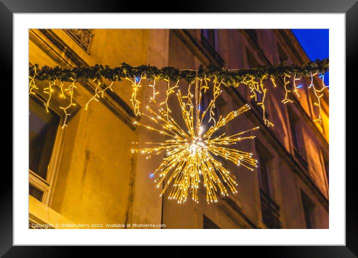 Apartments Christmas Decorations Lights Narrow Street Nimes Gard Framed Mounted Print by William Perry