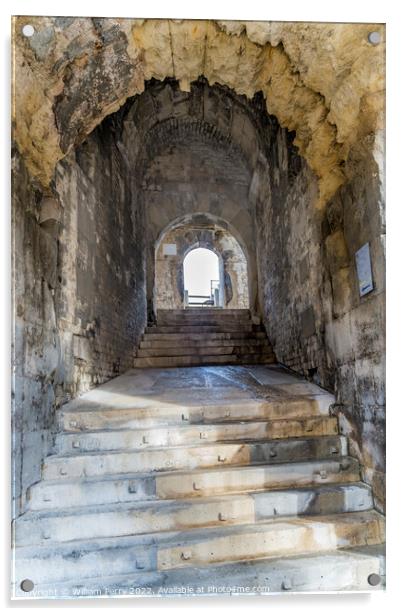 Tunnel Ancient Roman Arena Amphitheatre Nimes Gard France Acrylic by William Perry