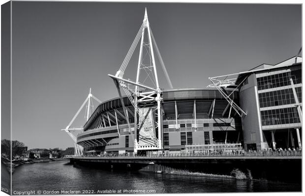 Principality Stadium, Cardiff, in Black + White Canvas Print by Gordon Maclaren