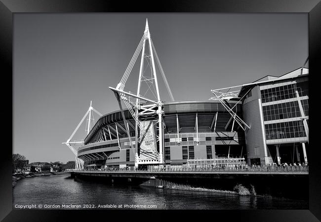 Principality Stadium, Cardiff, in Black + White Framed Print by Gordon Maclaren