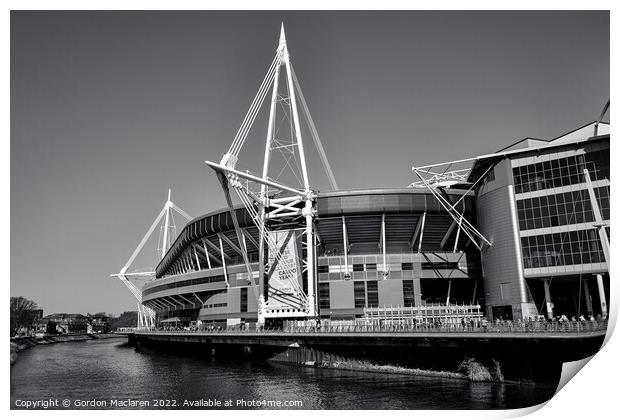 Principality Stadium, Cardiff, in Black + White Print by Gordon Maclaren