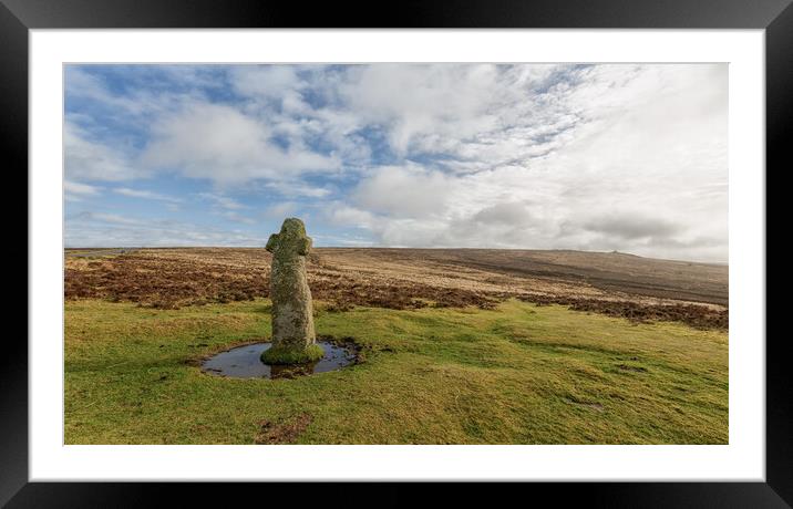 Bennett's Cross on Dartmoor.  Framed Mounted Print by Mark Godden