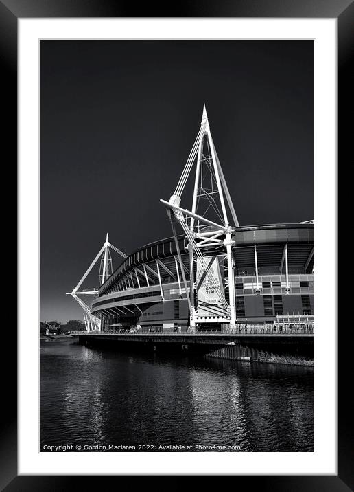 Match Day, Principality Stadium, Cardiff, in Black + White Framed Mounted Print by Gordon Maclaren