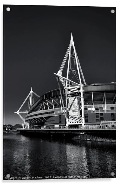 Match Day, Principality Stadium, Cardiff, in Black + White Acrylic by Gordon Maclaren