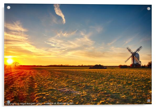 Windmill Sunset Acrylic by Nigel Bangert