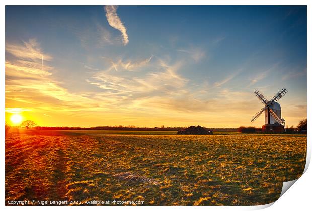 Windmill Sunset Print by Nigel Bangert