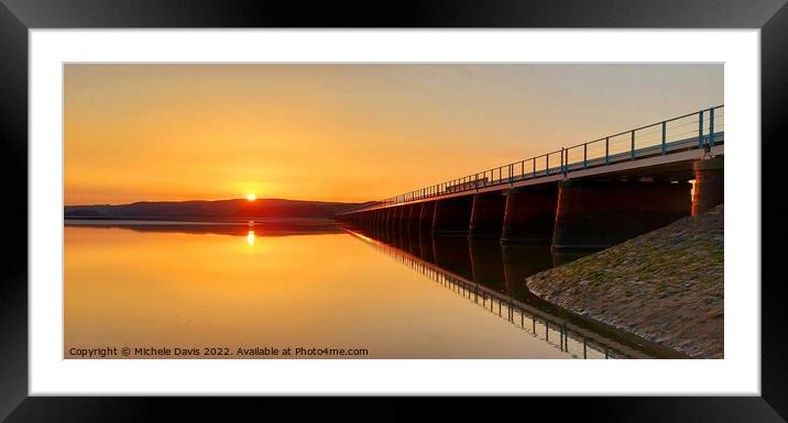 Arnside Viaduct Sunset Framed Mounted Print by Michele Davis
