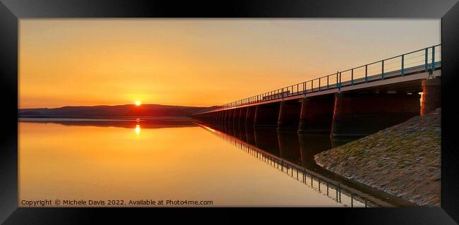 Arnside Viaduct Sunset Framed Print by Michele Davis