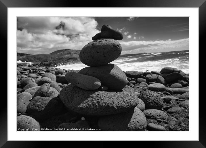 Pebble tower Framed Mounted Print by Ann Biddlecombe