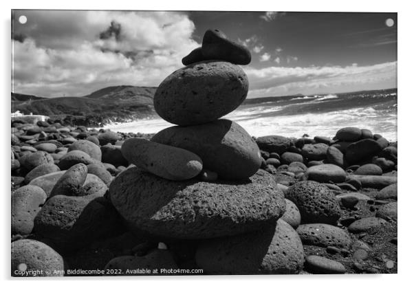 Pebble tower Acrylic by Ann Biddlecombe