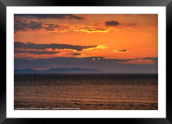 Ocean Sunset Wales  Framed Mounted Print by Adrian Evans