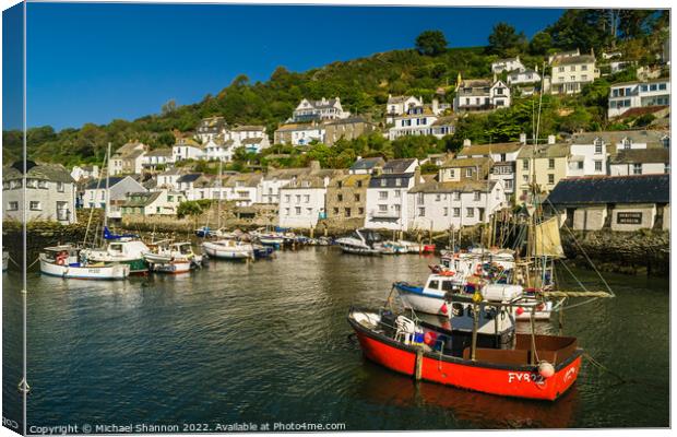 Harbour in Polperro, Cornish Fishing Village Canvas Print by Michael Shannon