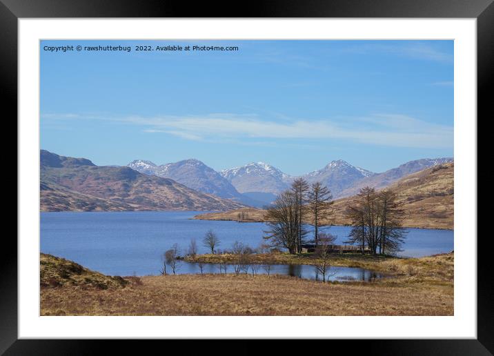 Snow Top Mountains At Loch Arklet Framed Mounted Print by rawshutterbug 