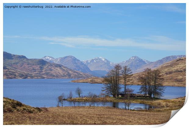 Snow Top Mountains At Loch Arklet Print by rawshutterbug 